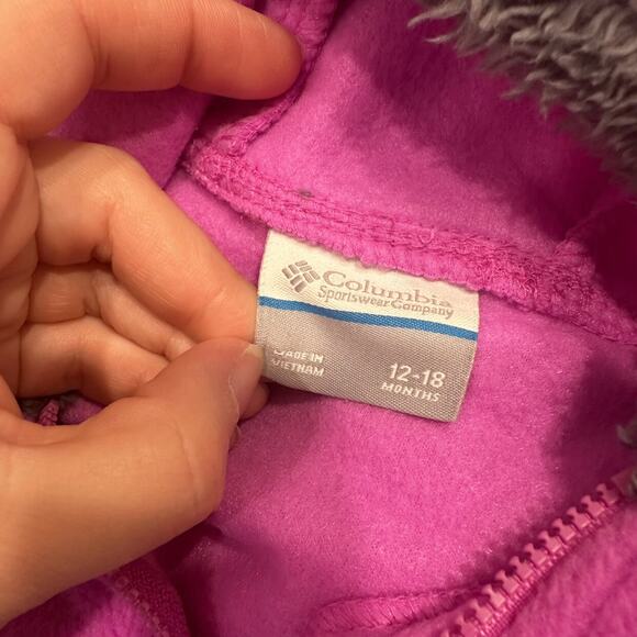 Columbia Hot Pink Fleece Bear Hooded Bunting - Picture 10 of 10